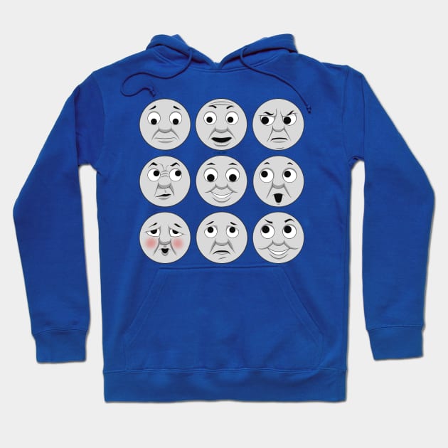 The many faces of Thomas the Tank Engine Hoodie by corzamoon